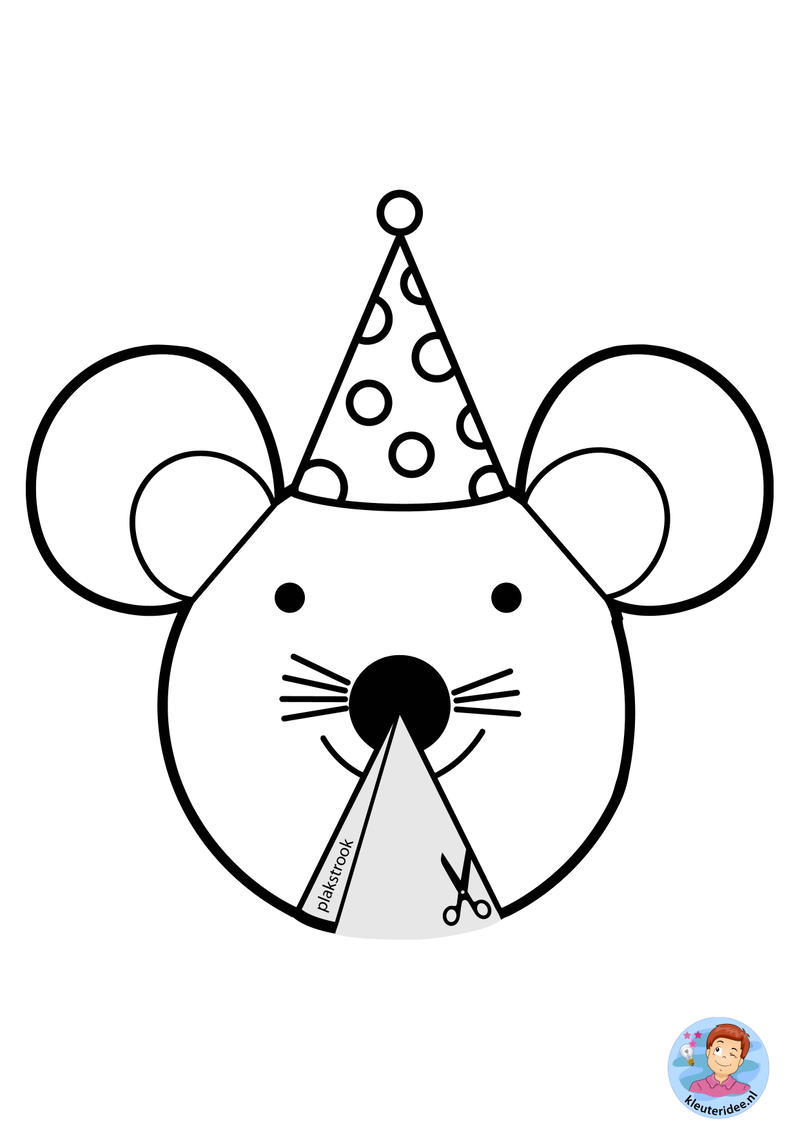 kleurplaat kop van muis knutselen met kleuteridee een show voor muis